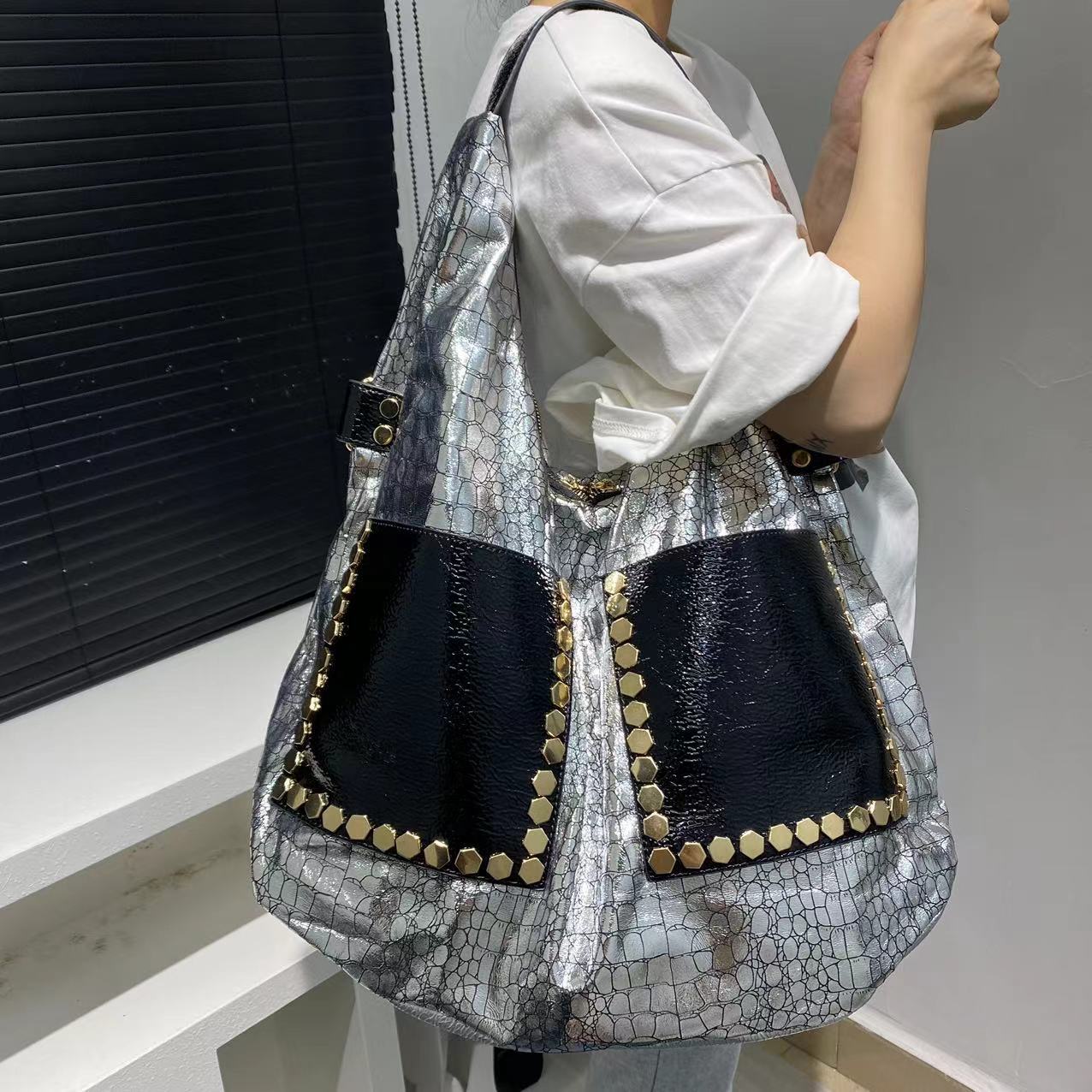 Женская модная ретро сумка-тоут в стиле пэчворк, большая вместительная трендовая сумка через плечо для поездок на работу