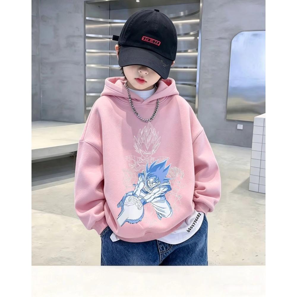 Japanese style Kids Hoodie Autumn Winter Dragon Ball Vegeta Character Print Pullover Sweatshirt Casual Long Sleeve Hooded Tops