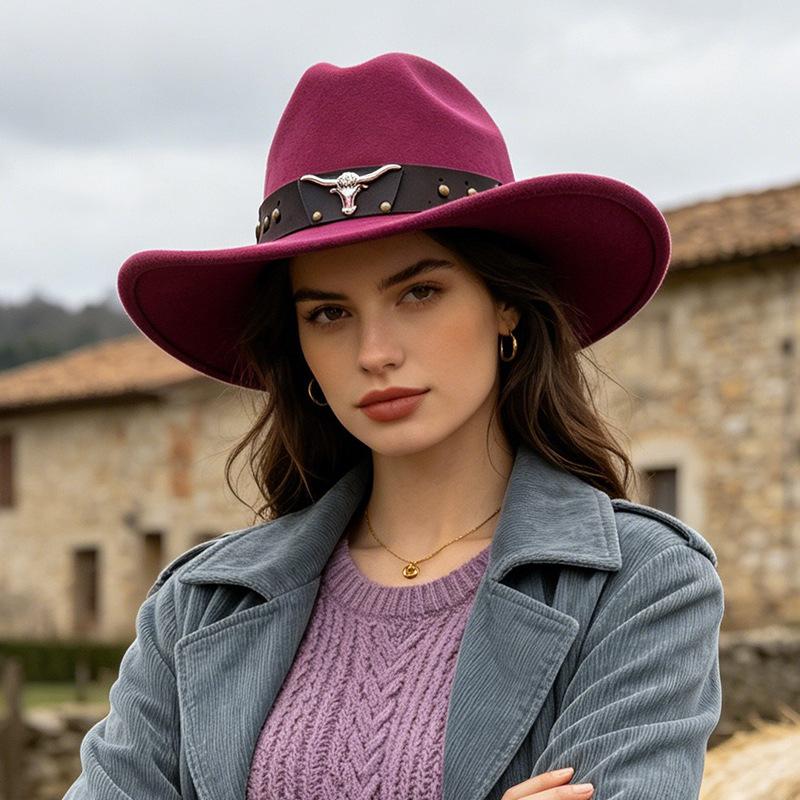 Vintage Cowboy Style Suede Hat Unisex Autumn Winter Outdoor Travel Jazz Hat
