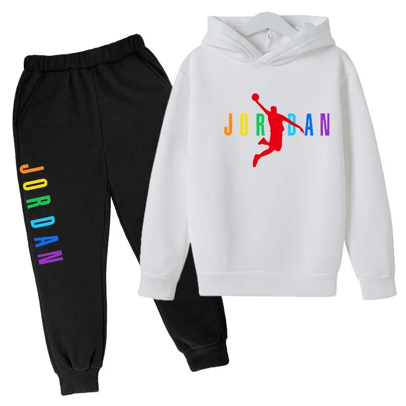 2-13 Anni Bambini e Bambine Abbigliamento Semplice Autunno Primavera 2 Pezzi Felpa+Pantaloni Stampa Lettere Tute Bambini Casual Set