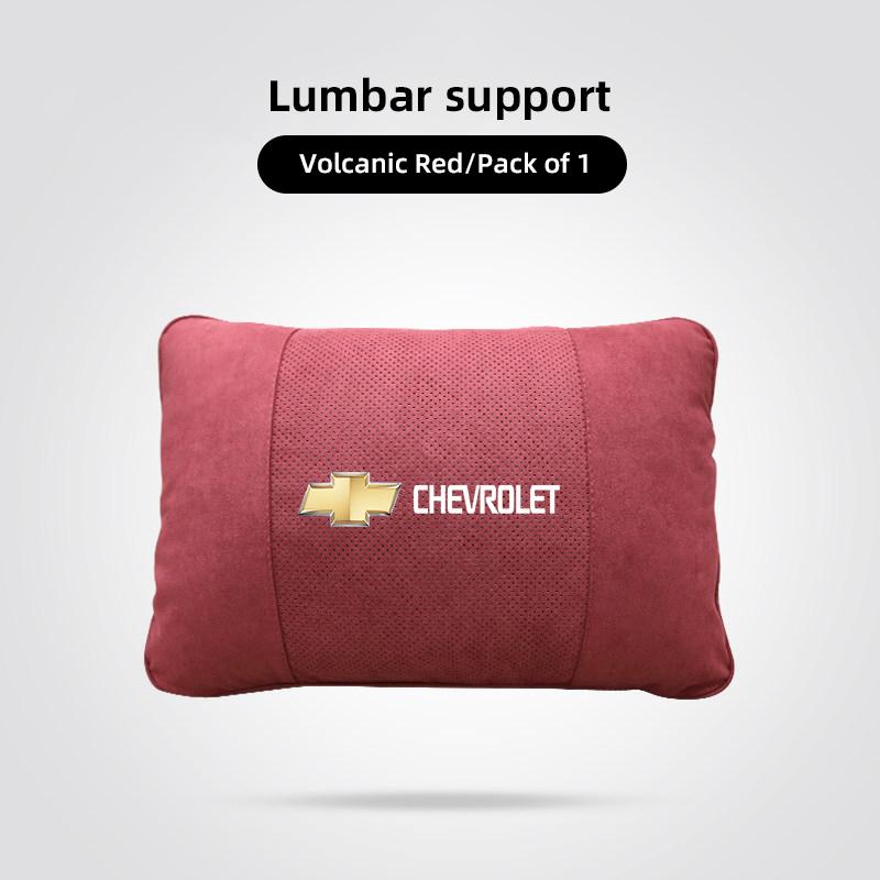 Car Logo Neck Pillow & Lumbar Support Set Breathable Headrest Cushion For Chevrolet Cruze Malibu Colorado Equinox Spark Keychain