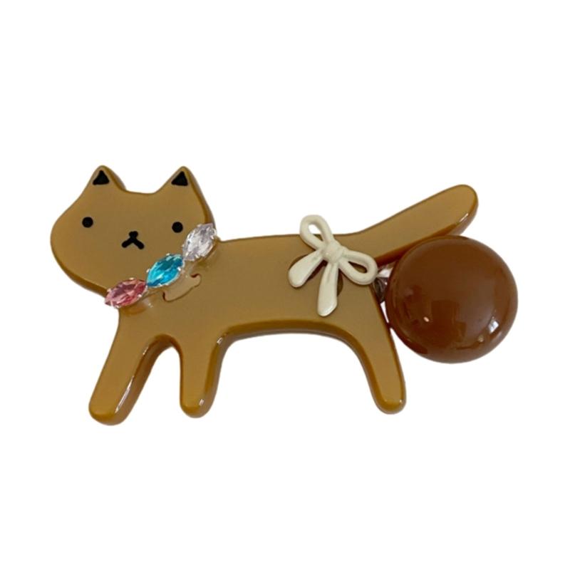 

Cartoon Dachshund Acetate Hair Barrettes For Girls Teens Coffee Leopard Print Securely Hold Daily Wear Accessory