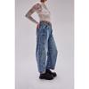 Jeans larghi a vita media-bassa da donna, vestibilità rilassata, casual, con cuciture sul ginocchio, lavaggio vintage, pantaloni lunghi in denim, streetwear quotidiano, autunno, pantaloni larghi in denim