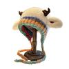 Christmas Deer Hat Handbag 2-in-1 Knitted Reindeer Cap Windproof Foldable Lightweight Packable Knit Hat Winter Travel Accessory