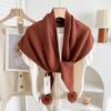 Soft Thick Triangle Knit Scarf Cross Tie Shoulder Cover  for Cold Weather Casual Wear