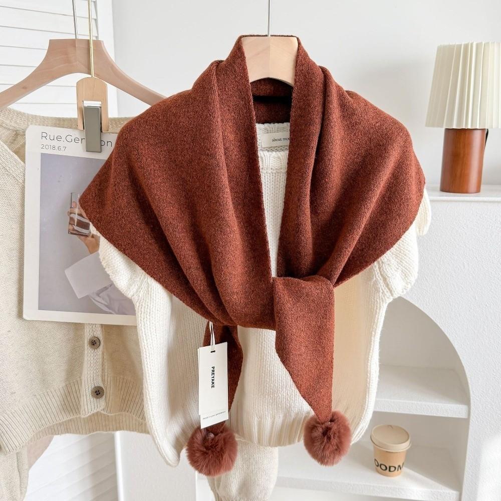 Soft Thick Triangle Knit Scarf Cross Tie Shoulder Cover for Cold Weather Casual Wear