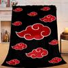 1PC Anime Red Clouds On Black Background Flannel Blanket Suitable for Both Men And Women, Soft Ideal for Beds And Sofa, Birthday Or Christmas Gift