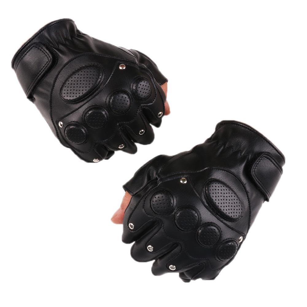 Half Finger Leather Gloves for Spring and Summer Men and Women Outdoor Cycling Fitness Shock Absorption Sports Performance PU Leather Gloves