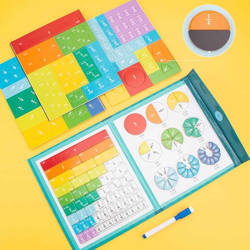 Children's Magnetic Fraction Teaching Aids Fraction Strip Puzzle, Educational Puzzle Math Teaching Aids Teaching Tools,Erasable Watercolor Pen 5ml