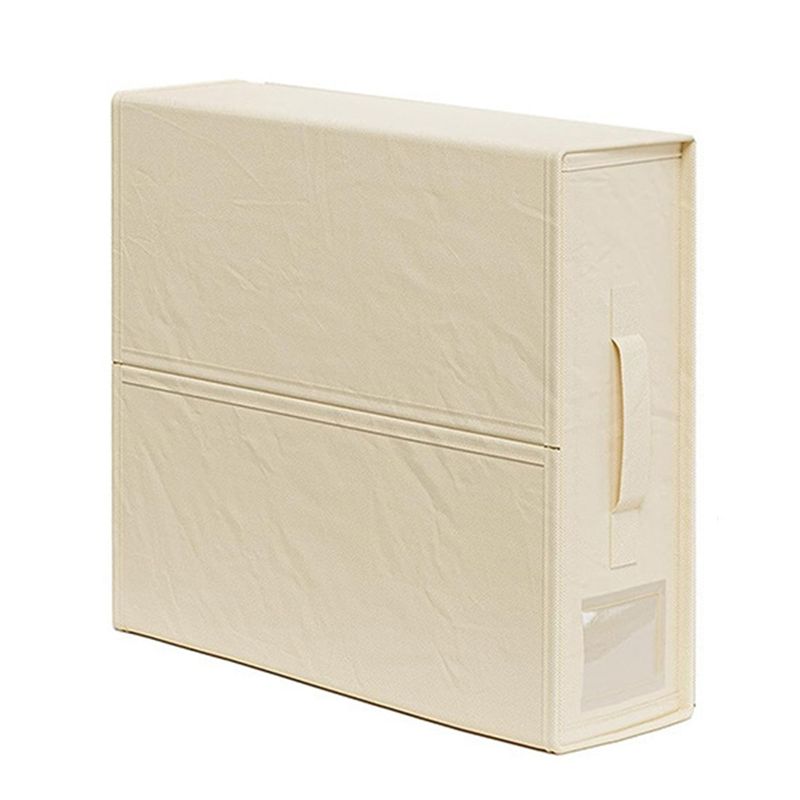 

A84E-Bed Sheet Set Organizer Large Capacity Folding Bed Sheet Storage Bag For Blanket Towels Bed Sheets Duvet Cover, B бежевий