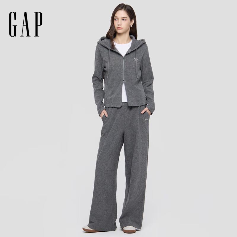 Gap Women's 2025 Autumn Embroidered Logo Slim Fit Zipper Hooded Knit Cardigan