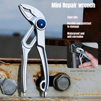 4 Inch Mini Pipe Plier Wrench Water Pump Groove Joint Pliers Heavy Duty Adjustable Lock V Jaw For Tight Spaces Multi Surface Grip And Plumbing Repairs