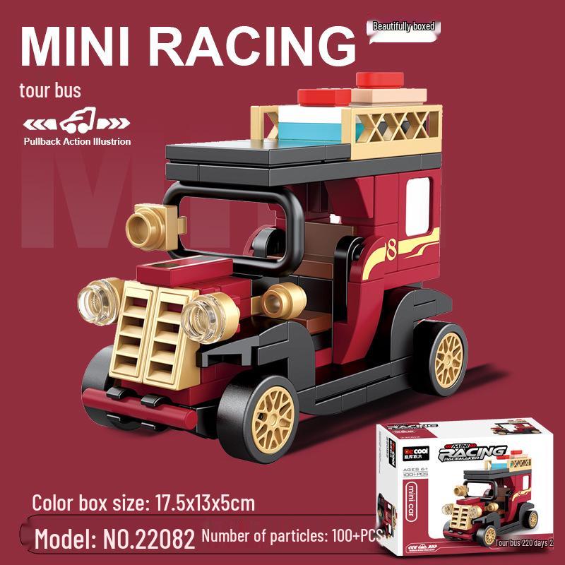 Pull-Back Assembly Toy Set: Campervan, Race Car, Ambulance, Fire Truck