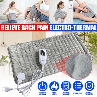 120W 110~240V Large Electric Heating Pad 6-Level Fast Moist/Dry Neck Shoulder Back Pain Relief