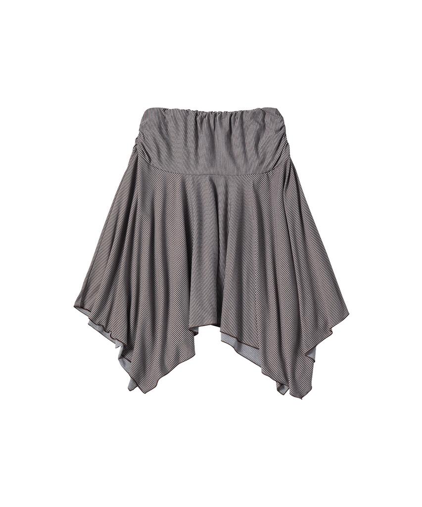 Comoni Nose W Stripe Layered Skirt [Brown]