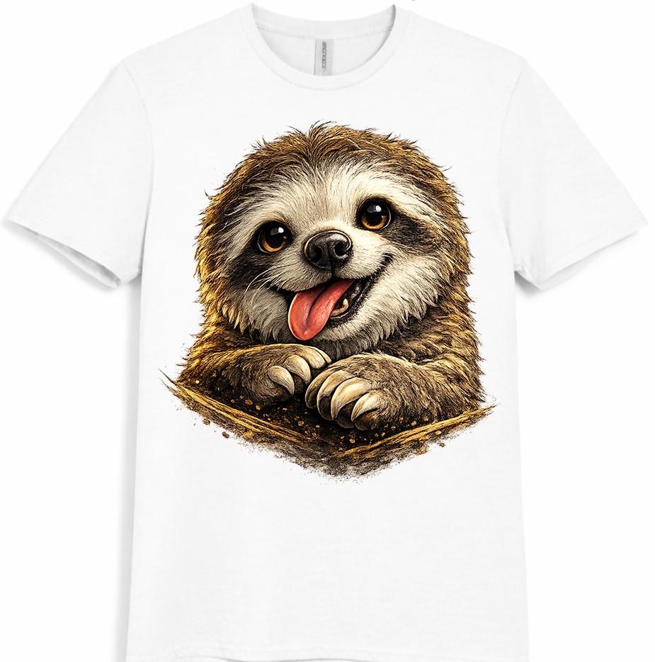 Sloth T Shirt Cute Smiling Animal Graphic Tee Lazy Lover Casual Outfit Top