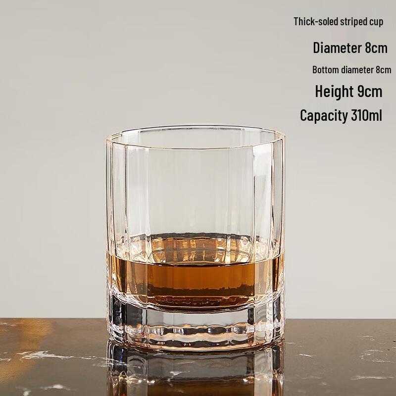 

HANDUNYOU Thick-Bottom Striped Whiskey Glass