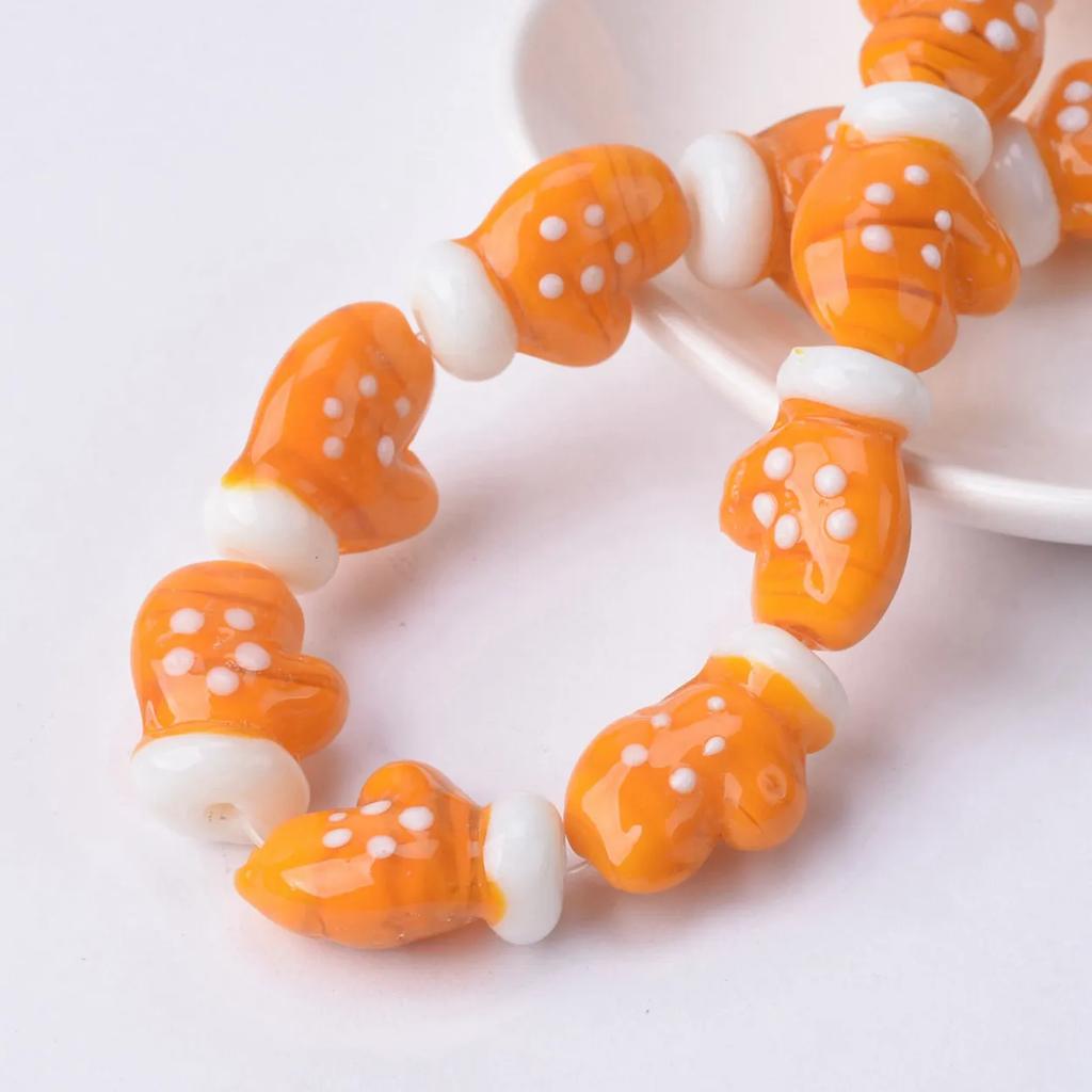 10pcs 18x14mm Glove Shape Handmade Lampwork Glass Loose Beads For Jewelry Making DIY Crafts Findings