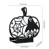 Black Halloween Candle Holders Creepy Hollow Out Silhouette Candle Holder Halloween Table Decoration Metal Pumpkin Shape