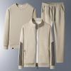 Men's Loose Fit Fleece-Lined Sports Suit - Spring/Autumn Dad's Casual Jacket & Three-Piece Set for Middle-aged & Elderly