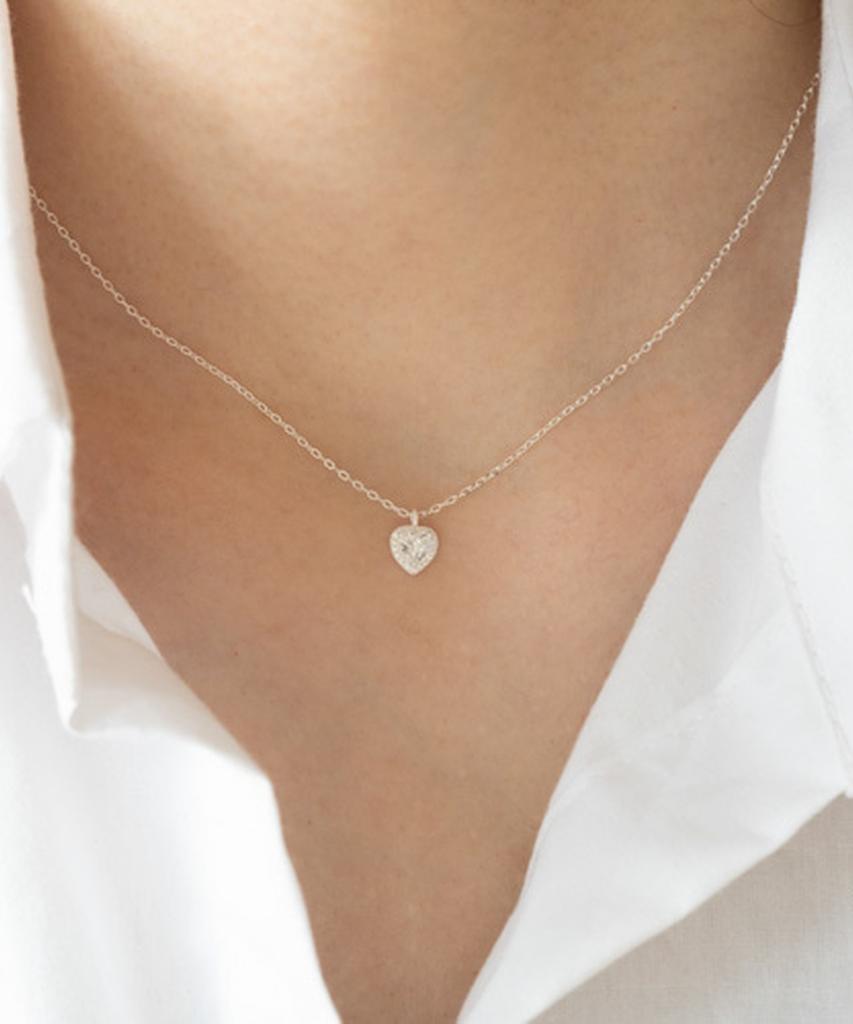 Alleun Silver 925 Cubic Heart Silver Necklace Mini