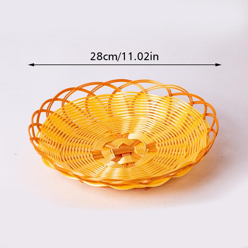 1PC Bamboo Vine Fruit Frame Plastic Rotundity Fruit Shop Ellipse Tray Storage Basket Weaving Supermarket Fruit Basket