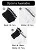 6 Pairs Women'S High Tube Mid Length Stockings Set In Pure Black And White With Parallel Bars Popular And Sweat Absorption