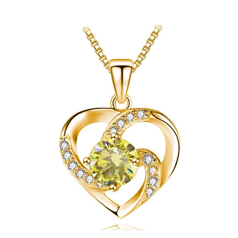 6.5mm Gold Plated Heart Shaped Moissanite Pendant Necklace D VVS1 Exquisite Fine Jewelry For Women