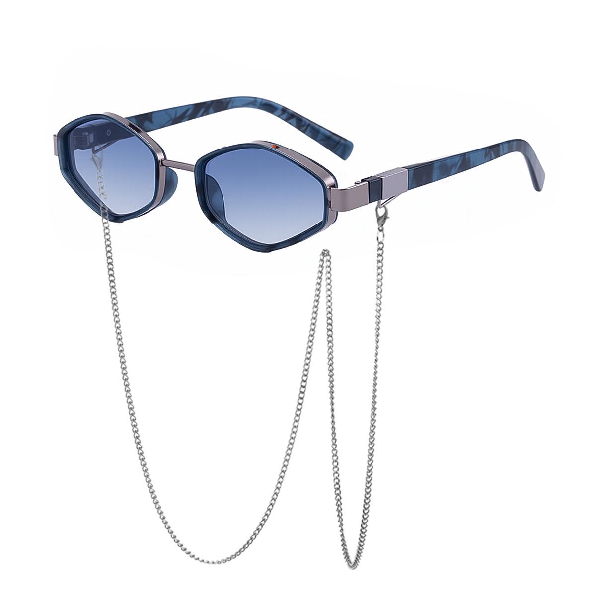 KAJILA 2026 European Polygonal Sunglasses with Chain - Trendy Street Style for Women