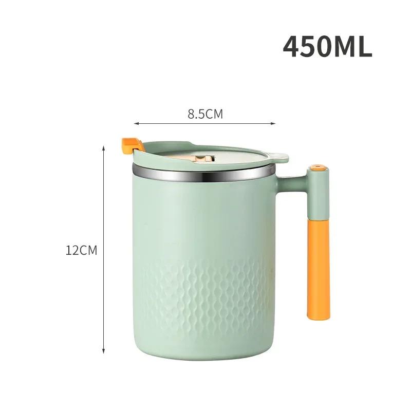 Portable Double-layer Anti-scalding Coffee Mug 304 Stainless Steel Water Cup with Handle and Cover Leak-proof Thermos Cups Mugs