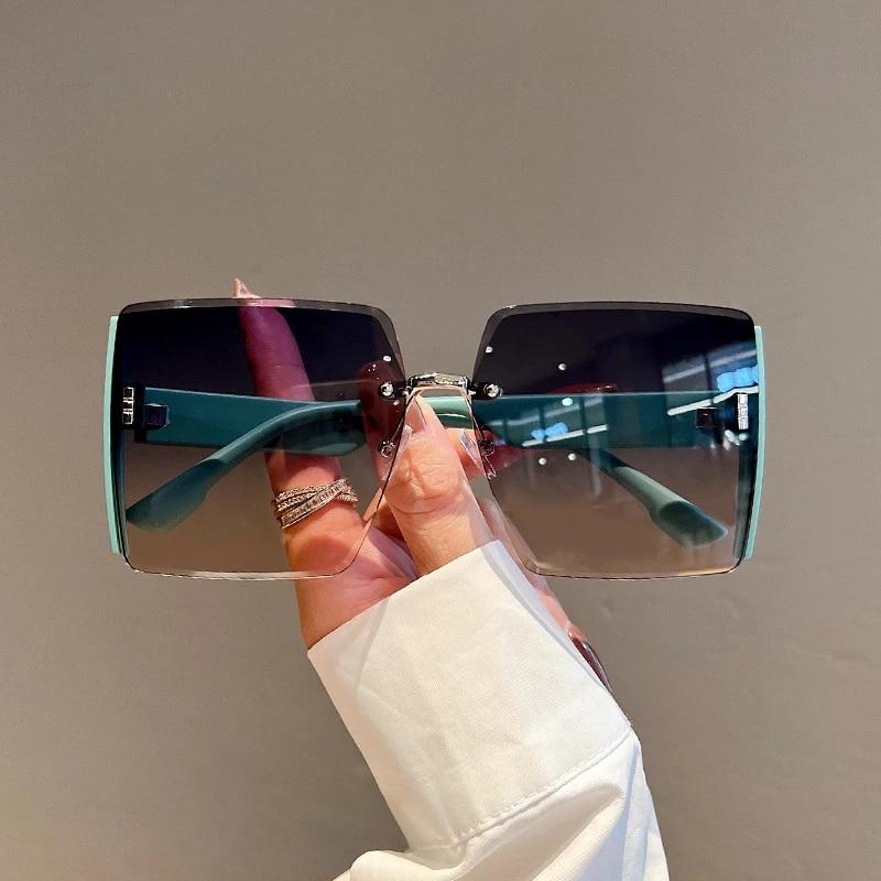 New Square Frameless Retro Sunglasses for Women Fashion Vintage Glasses Men Luxury Trend Brand Designer Shades Eyewear
