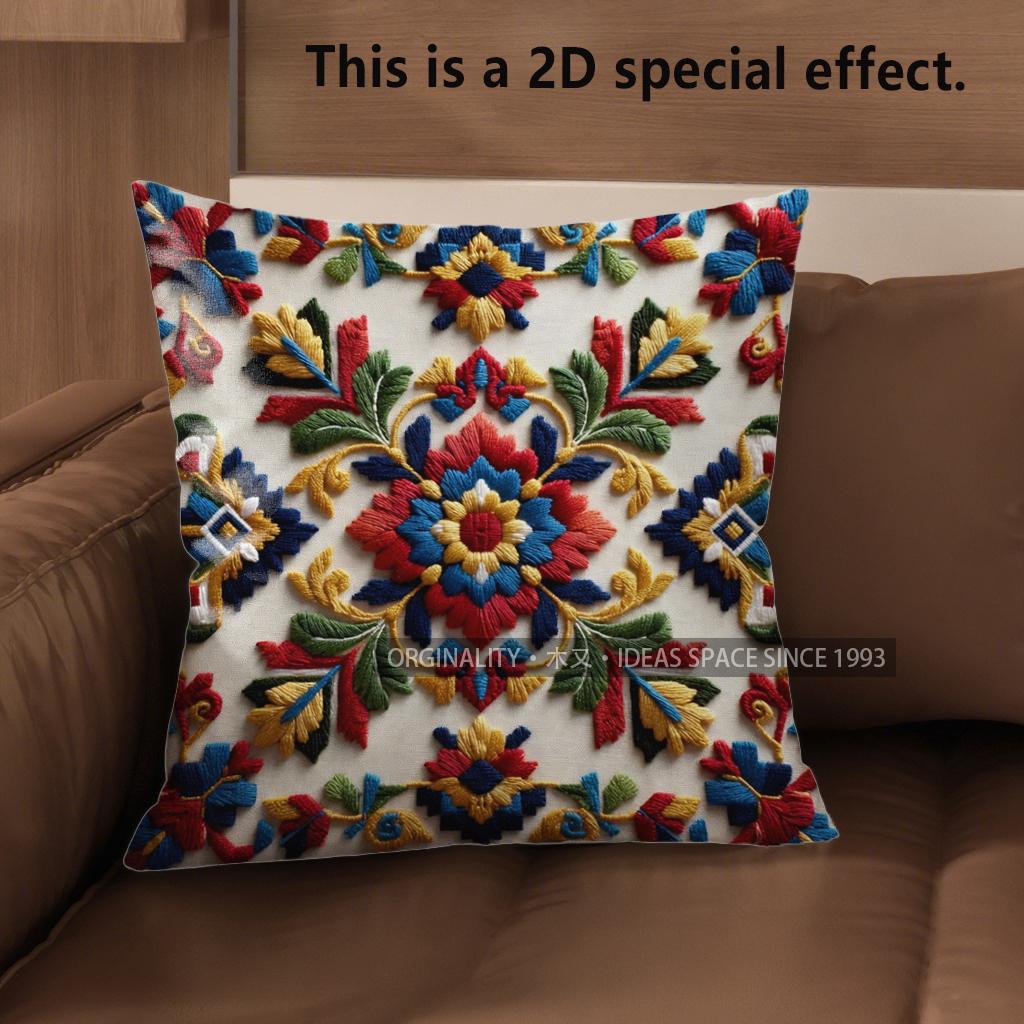 

2D Exquisite Floral Patterned Decorative Cushion Covers Pattern Cushion Cover Suitable For Sofa Bedroom Car Pillow Cover 40x40cm