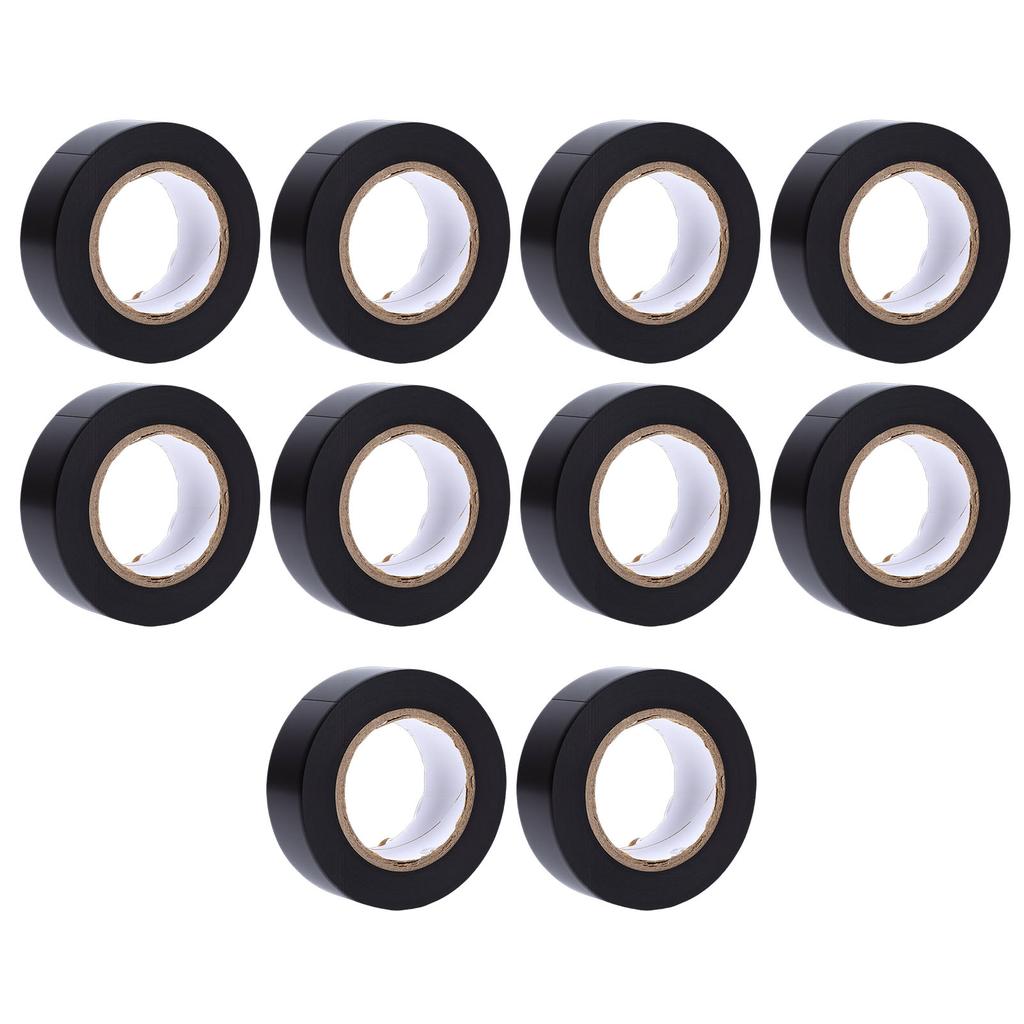 10 Rolls Black Electrical Tape 600V PVC Water Proof Tape 20mm X 10M Strong Adhesive Flame Retardant for Indoor Outdoor