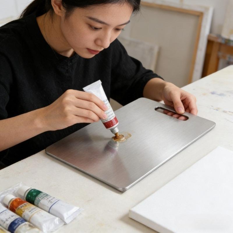 Extra Large Stainless Steel Paint Palette,Durable Mixing Tray for Watercolor Acrylic Paints,Easy Clean Portable Artist Palette