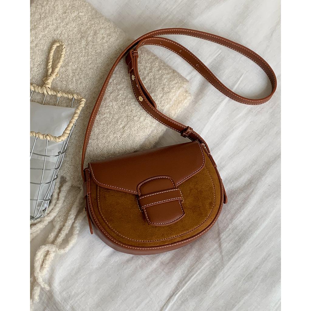 Autumn Retro Women's Small Bag 2025 New Suede Saddle Bag Simple and Versatile Single Shoulder Messenger Mobile Phone Bag