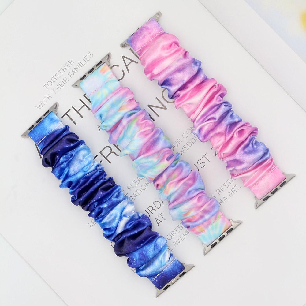 Printed Fabric Dressy Bands for Apple Watch Band 38mm 40mm 41mm 42mm 44mm 45mm 46mm Elastic Loop Strap for iWatch Series 10/11/9