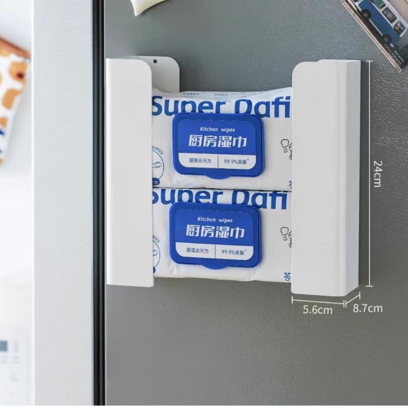 Wall Mounted Magnetic Drawer Paper Tissue Box Adjustable Kitchen Bathroom Tissue Box Movable Refrigerator Side Drawer Box