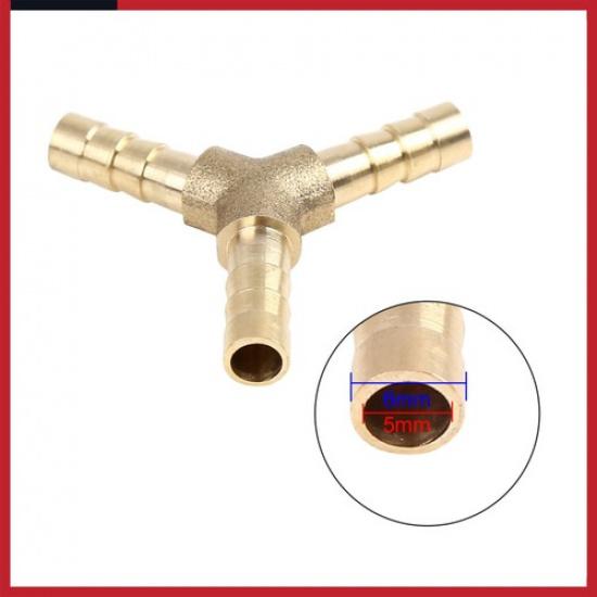 6mm Brass Hose Barb Fitting Y-Shaped 3 Way Connector for Air Water Gas Oil 5 Pcs