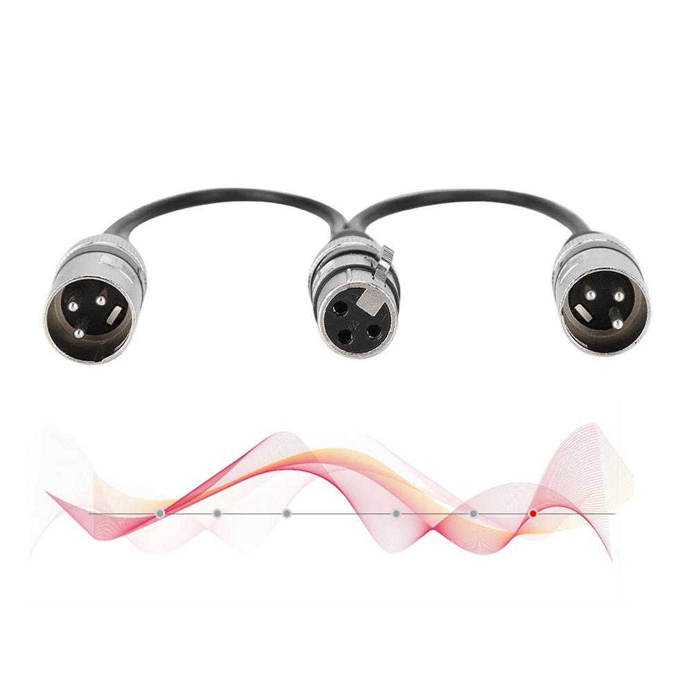 30cm XLR Female Jack To Dual Male Head Splitter Adapter O Mic Extension Cable for Canon Black