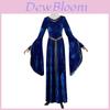 Retro Court Ball Trumpet Sleeve Dress Role Playing Queen Halloween Costume For Adults And Teens
