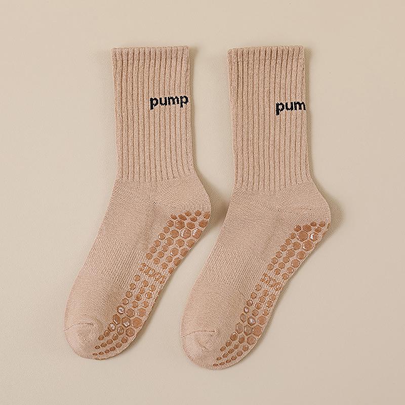 

Простые однотонные носки до середины голени для йоги, носки для пилатеса, силиконовые нескользящие носки для фитнеса, носки для танцев в помещении, гимнастических тренировок хаки