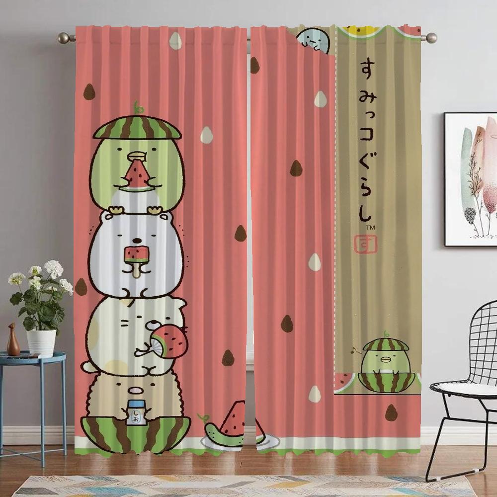 Eleganta rumsgardiner 2 stycken Sumikko Gurashi vardagsrumsgardin tyll för sovrum Halloween-dekoration avskärmning skuggor barn