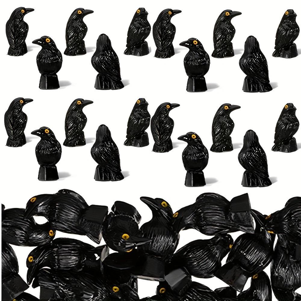Halloween Decorations Resin Crow Figurine Black Tilted Head Raven Statue Creative Spooky Tabletop Ornament