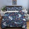 Cartoon Sharks And Ocean Elements Bedding Set For Kids Luxury Gift 3Pcs Digital Print Comforter Set Soft Comfortable Breathable