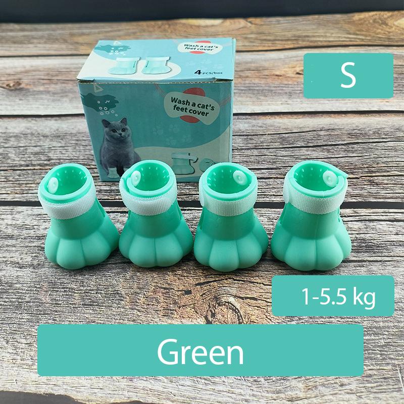 Cat Claw Protector Bath Feeding Bathing Shoes Foot Cover Anti-Scratch for Cats Pet Grooming Silicone Paw Nail Cover Boots