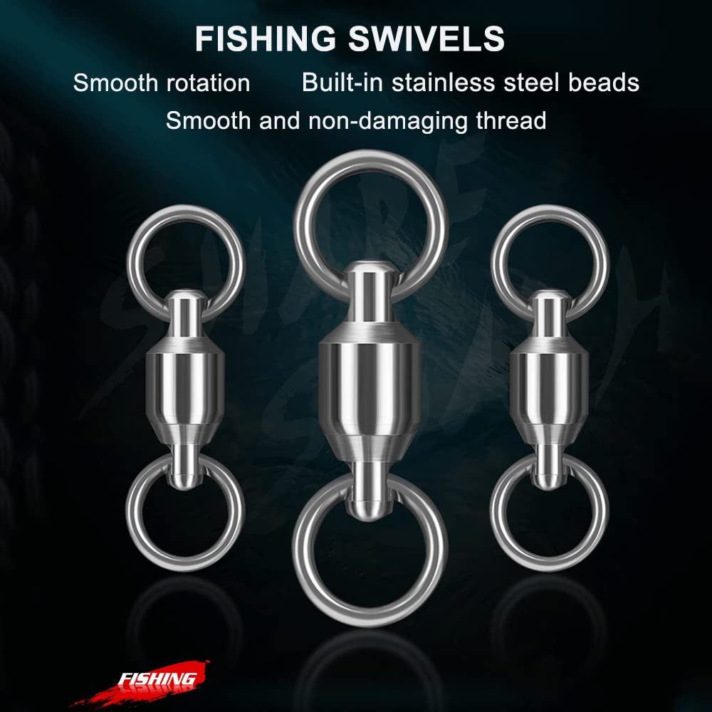 CRAZY SHARK 20pcs Ball Bearing High Strength Stainless Steel Lure Corrosion for Saltwater Stream and Swivels, Swivels, Swivels, Resistant, Fishing,