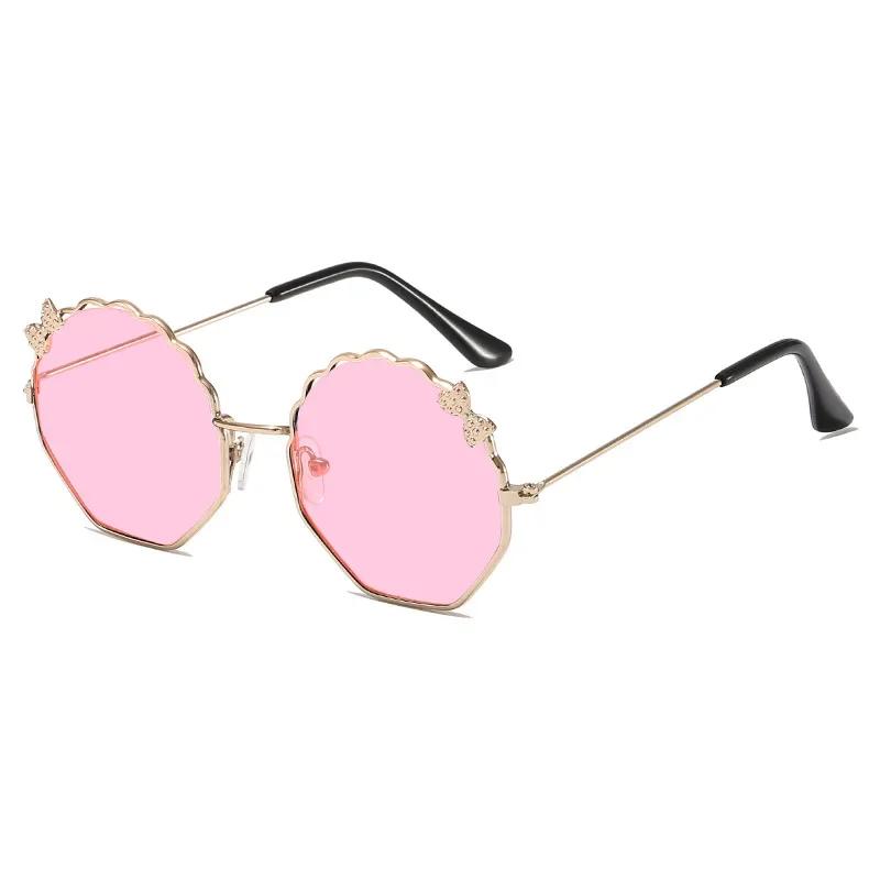 Cute Bow Polygonal Children'S Sunglasses Boys And Girls Anti-Uv Sun Glasses Baby Little Girl Shades Metal Frame Eyewear Uv400