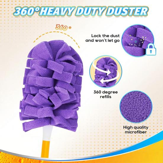 Reusable Dust Collector Set Compatible with Wiper Duster Refills Flexible Fit Microfiber Dusters Corners Vents Baseboards Sustainable Cleaning Duster