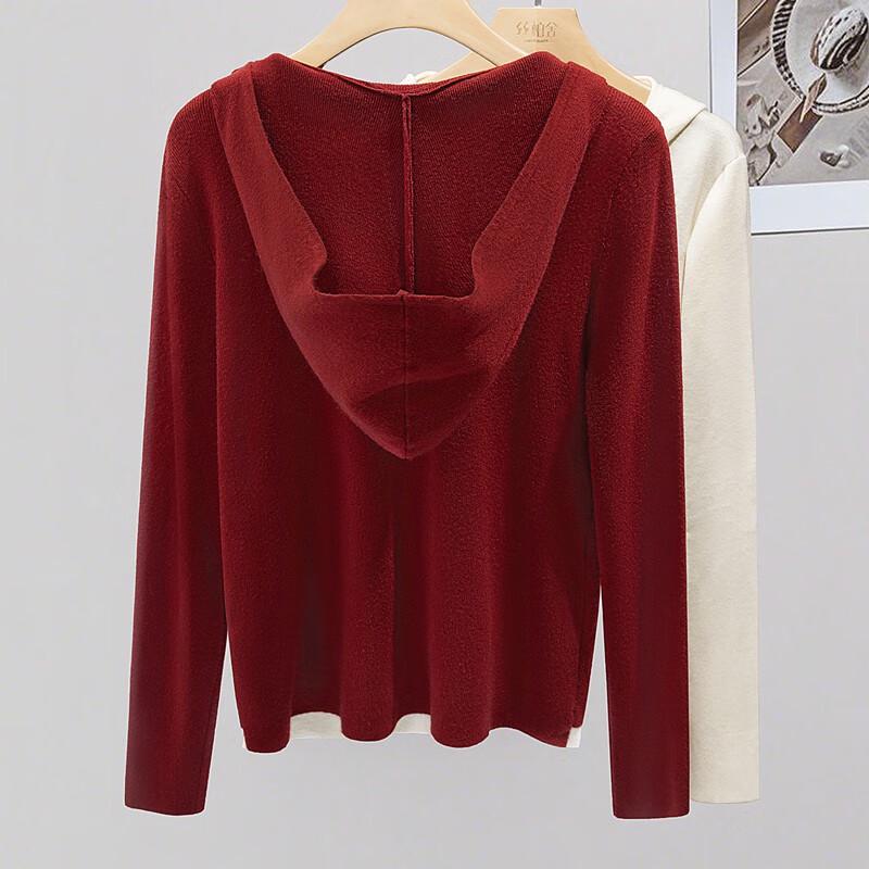 SIBOSHE Damen Herbst 2025 Kapuzenpullover Colorblock Faux Zweiteiler Strickoberteil