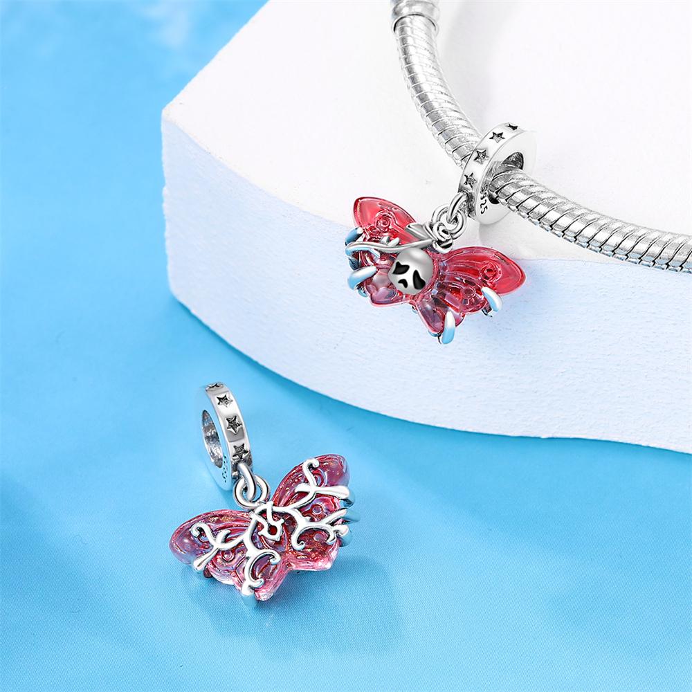 Originalcopper Charms Luxury Blood Night Butterfly Halloweenbeads Fit Bracelet Diy Women Making Delicate Gift